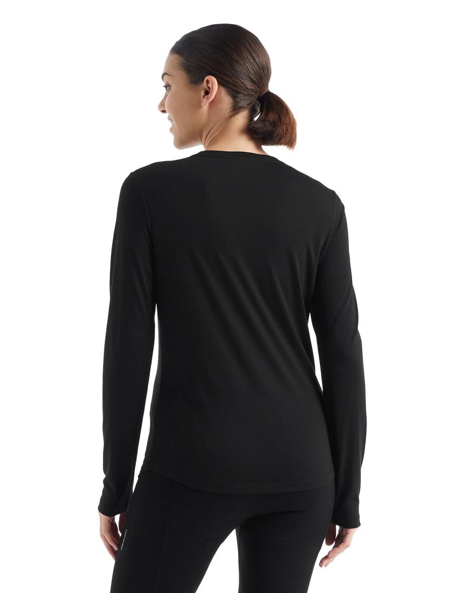 Icebreaker Merino Sphere II T-Shirt Naisten Long Sleeve Mustat | FI 1644PJJQ